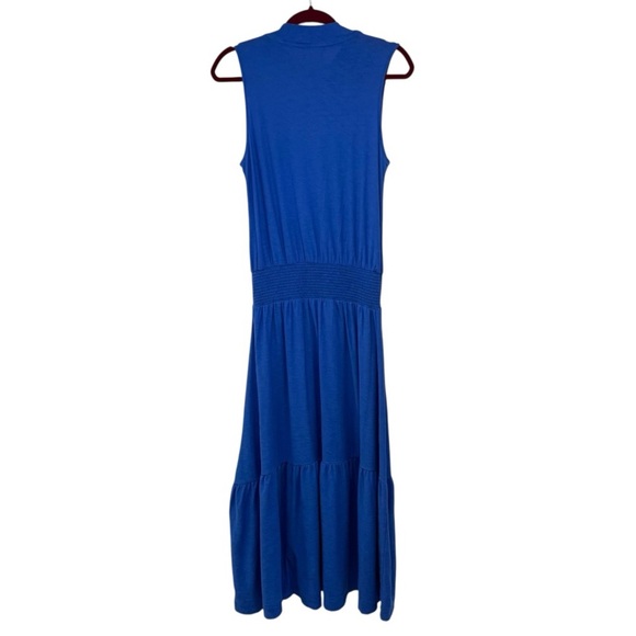 National LTD Barret 90’s Blue Bottle Sleeveless Mock Neck Midi Dress Women’s Med - Picture 9 of 11